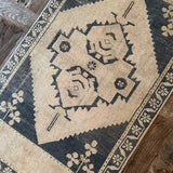 1’10 x 3’4 Antique Taspinar Rug Muted Dark Blue & Beige '5397
