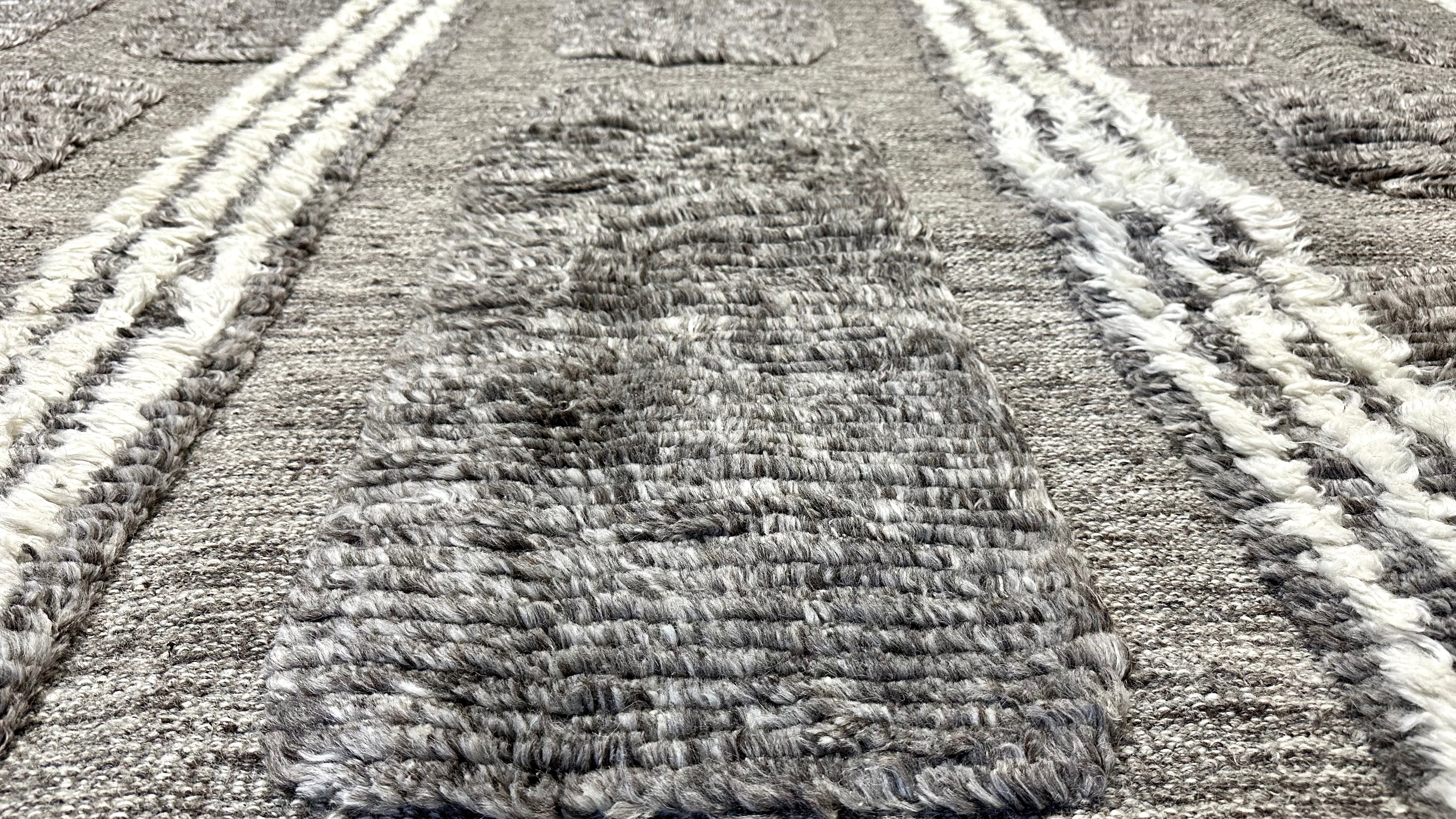 10’4 x 14’1 Shaggy Moroccan Rug Grey Pure Turkish Wool M-3781 Linda's Barn