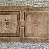 1’5 x 2’9 Antique Kars Small Rug Muted Camel Brown 4763