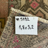 1’8 x 3’2 Vintage  Oushak Rug Muted Brick, Beige & Brass 5192