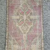 1’6 x 3’2 Vintage Oushak Rug Muted  Violet, Beige & Blue