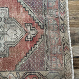 1’8 x 2’11 Vintage Oushak Mat Muted Rust, Gray & Black '5167