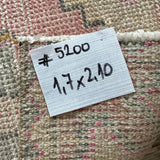1’7 x 2’10 Vintage Oushak Rug Muted Gray, Pink & Sand '5200
