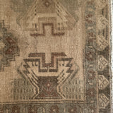 1’9 x 3’3 Antique Oushak Rug Muted Beige, Taupe & Blue-Gray 4901