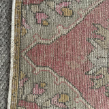 1’8 x 3’2 Vintage Oushak Rug Pink, Yellow and Gray 5190