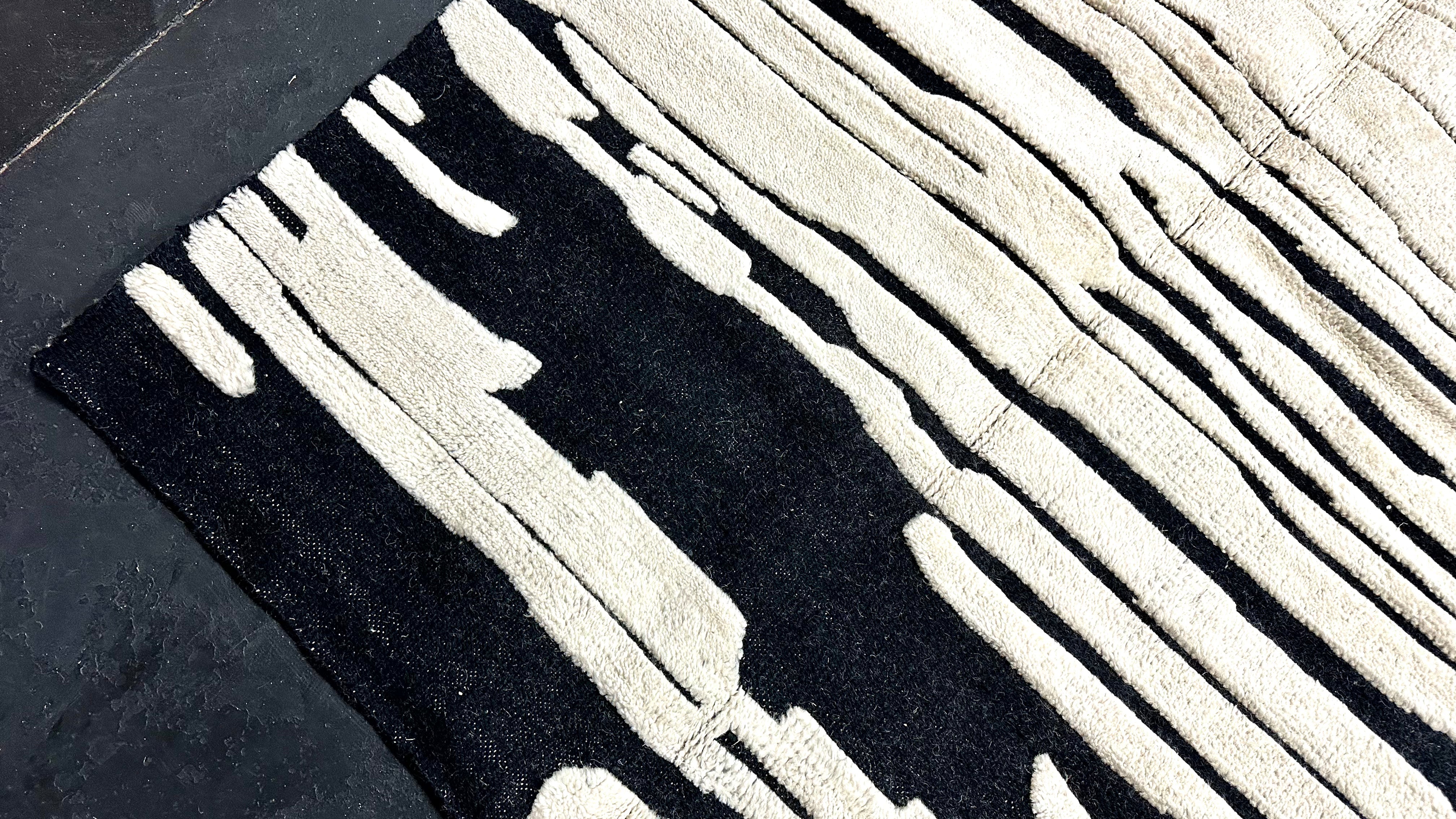 10’3 x 14’2 Moroccan Rug Black and White “Ruzgar” Pure Turkish Wool M-3766 Linda's Barn