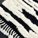 10’4 x 14’ Moroccan Rug Black and White Shag “Ruzgar” Pure Turkish Wool M-3782