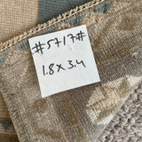 1’8 x 3’4 Antique Turkish Taspinar Rug Muted Soft Taupe, Gray,  Blue & Cream 5717