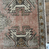 1’8 x 3’1 Vintage Oushak Rug Muted Brick, Gray & Sage