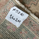 1’6 x 2’11 Vintage Oushak Rug Muted Blush Pink, Beige & Brown '5210