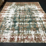 8’10 x 10’10 Classic Antique Rug Muted  Denim Sea Blue-Green, Taupe + Red