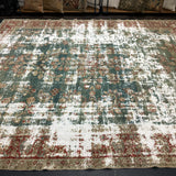 8’10 x 10’10 Classic Antique Rug Muted  Denim Sea Blue-Green, Taupe + Red