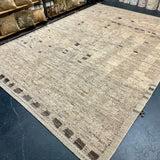 10’ x 13’10 Moroccan Rug Pure Soft Wool Natural Tawny Brown and Beige