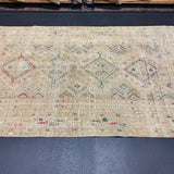 4’3 x 6’6  Classic Antique Rug Muted Khaki Beige, Green & Red