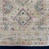 4’3 x 6’6  Classic Antique Rug Muted Khaki Beige, Green & Red