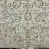 6’4 x 10’1 Vintage Oushak Rug Muted Beige, Green & Light Brown