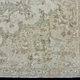 6’4 x 10’1 Vintage Oushak Rug Muted Beige, Green & Light Brown