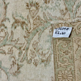 6’4 x 10’1 Vintage Oushak Rug Muted Beige, Green & Light Brown