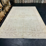 6’10 x 10’5 Vintage Oushak Rug Muted Beige & Light Brown