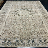 9’7 x 12’10 Classic Vintage Heriz Rug Muted Beige, Blue & Green