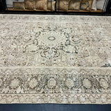 9’7 x 12’10 Classic Vintage Heriz Rug Muted Beige, Blue & Green