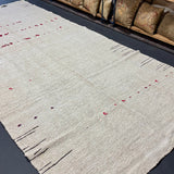 5’7 x 13’  MCM Vintage Organic Hemp Rug Off White Flatweave Kilim