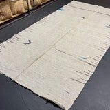 5’10 x 11’9 MCM Vintage Organic Hemp Rug Off White Flatweave Kilim