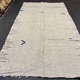 5’10 x 11’9 MCM Vintage Organic Hemp Rug Off White Flatweave Kilim