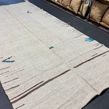 5’10 x 11’9 MCM Vintage Organic Hemp Rug Off White Flatweave Kilim