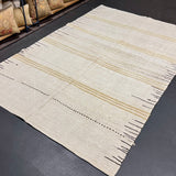 6’ x 9’ MCM Vintage Organic Hemp Rug Off White Flatweave Kilim