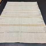 6’ x 9’ MCM Vintage Organic Hemp Rug Off White Flatweave Kilim