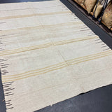 6’ x 9’ MCM Vintage Organic Hemp Rug Off White Flatweave Kilim