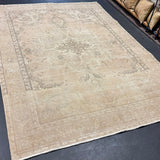 6’4 x 9’1 Classic Vintage Tabriz Rug Muted Sand,  Blush Beige & Sage