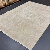 6’2 x 9’2 Classic Vintage Tabriz Rug Muted Greige & Sage