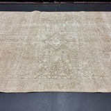 6’2 x 9’2 Classic Vintage Tabriz Rug Muted Greige & Sage