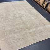 6’2 x 9’2 Classic Vintage Tabriz Rug Muted Greige & Sage