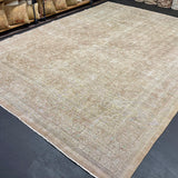 9’4 x 13’2 Classic Vintage Rug Muted Gray Beige, Sea Foam Green & Brown