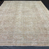 9’4 x 13’2 Classic Vintage Rug Muted Gray Beige, Sea Foam Green & Brown