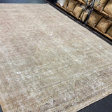 9’4 x 13’2 Classic Vintage Rug Muted Gray Beige, Sea Foam Green & Brown