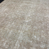 9’4 x 13’2 Classic Vintage Rug Muted Gray Beige, Sea Foam Green & Brown