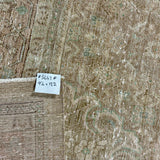 9’4 x 13’2 Classic Vintage Rug Muted Gray Beige, Sea Foam Green & Brown