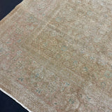 9’8 x 12’8 Classic Vintage Rug Muted Camel Beige, Sea Foam Green & Denim Blue