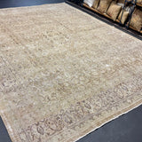 9’9 x 12’8 Classic Vintage Rug Muted  Beige, Sea Foam Green & Brown