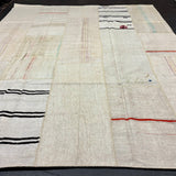 9’7 x 13’1 MCM Vintage Organic Hemp Rug Off White Flatweave Collage Kilim