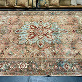 8’1 x 10’10 Classic Vintage Rug Muted Green, Blue + Terra Cotta