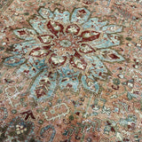 8’1 x 10’10 Classic Vintage Rug Muted Green, Blue + Terra Cotta