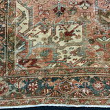 8’1 x 10’10 Classic Vintage Rug Muted Green, Blue + Terra Cotta