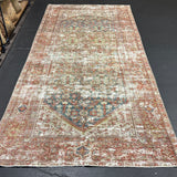 5’1 x 11’3 Antique Wide Runner Gallery Rug Rust, Blue & Bone