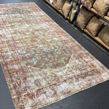 5’1 x 11’3 Antique Wide Runner Gallery Rug Rust, Blue & Bone