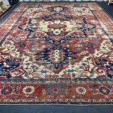 11’8 x 15’7 Classic Antique Rug Muted Red, Blue, Cream